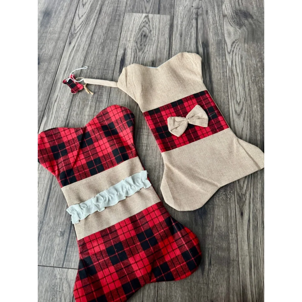 Two Pack Burlap Dog Bone Christmas Stocking, Bought and Didn’t Use, oops
